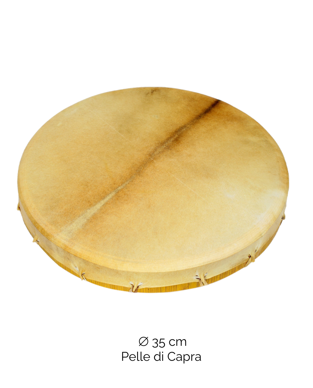 Tamburo rituale 35 cm | Capra | Senza Pelo | Manico Croce