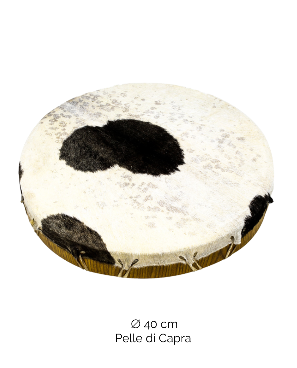 Tamburo rituale 40 cm | Capra | Con Pelo | Manico Croce