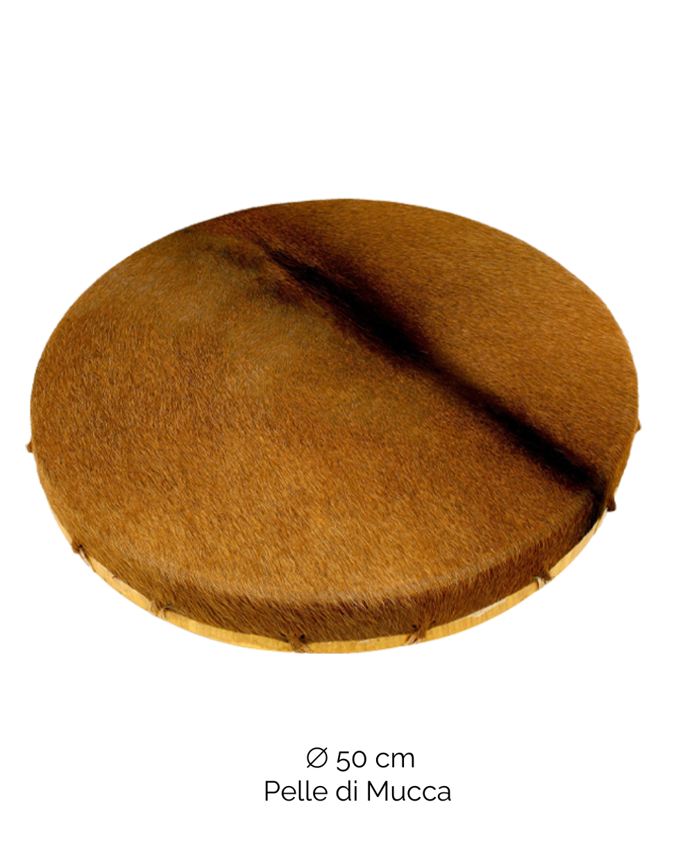 Tamburo rituale 50 cm | Mucca | Con Pelo | Manico Croce